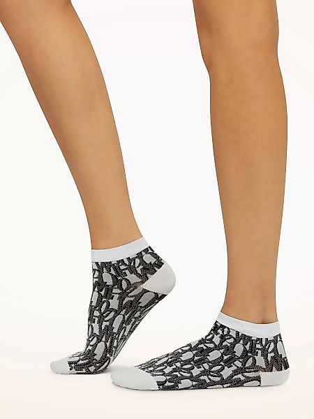 Wolford - Letter Script Sneaker Socks, Frau, white/black, Größe: M günstig online kaufen