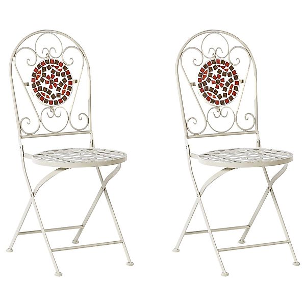 Beliani Gartenstuhl Weiss Rot Grau 44x40x94 günstig online kaufen
