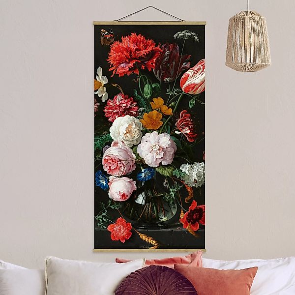 Stoffbild - Hochformat Jan Davidsz de Heem - Stillleben mit Blumen in einer günstig online kaufen