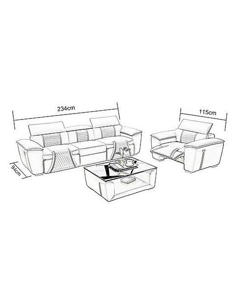 JVmoebel Sofa Multifunktions Couch Relax Sofagarnitur Polster Sofa 3+2+2 Si günstig online kaufen