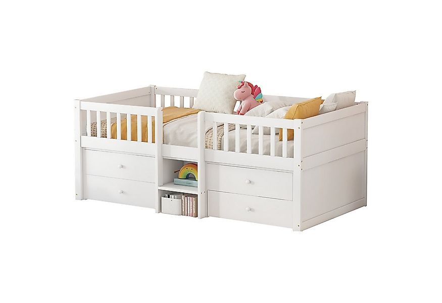 TavilaEcon Kinderbett mit 4 Schubladen, Geländer und Leiter, Ohne Matratze, günstig online kaufen