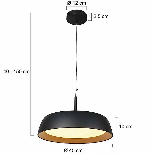 LED-Hängeleuchte Mykty, Metall, schwarz, Diffusor matt günstig online kaufen