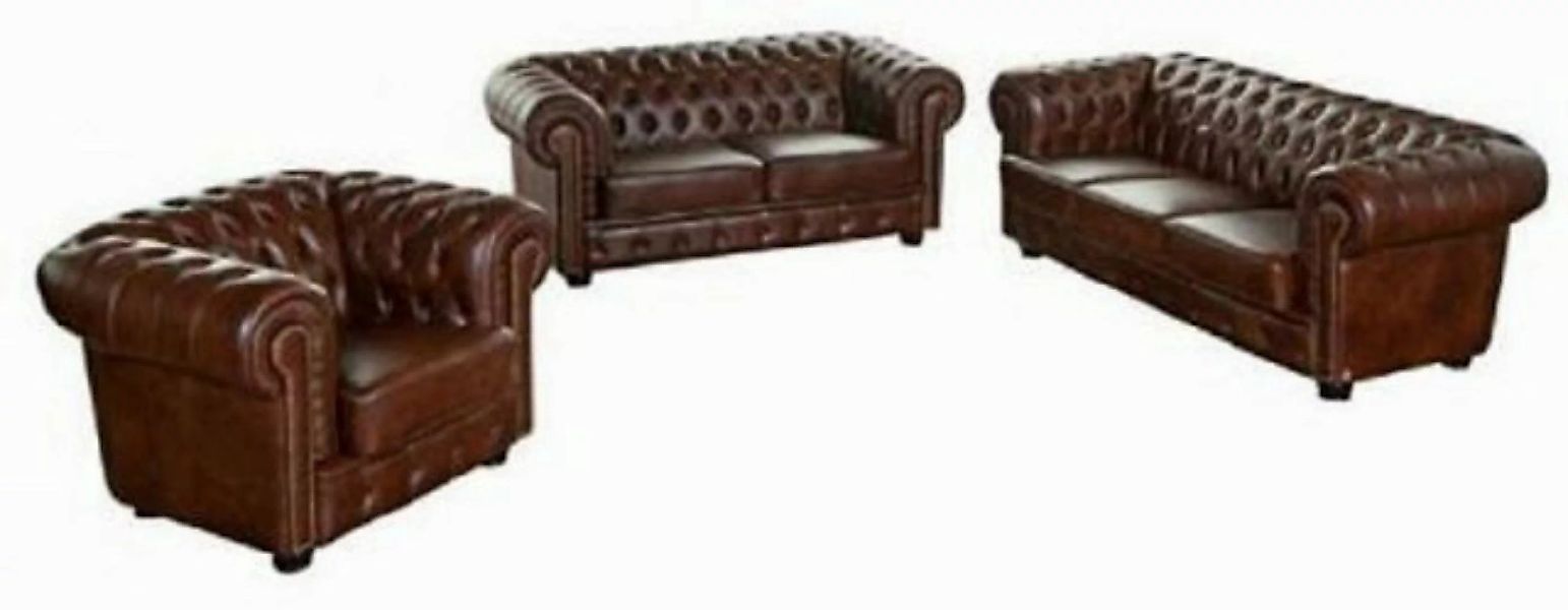 JVmoebel Sofa Leder Sofagarnitur Polster 3+2+1 Chesterfield Sofa 100% Leder günstig online kaufen