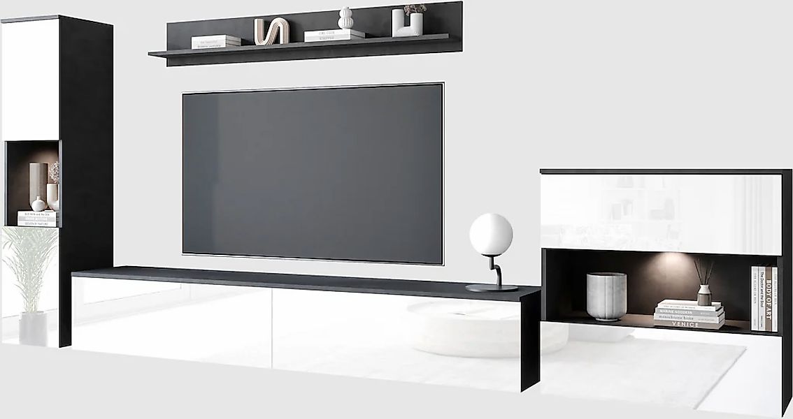 INOSIGN Wohnwand "PARIS, Vitrine Türanschlag links/rechts wechselbar", (Kom günstig online kaufen