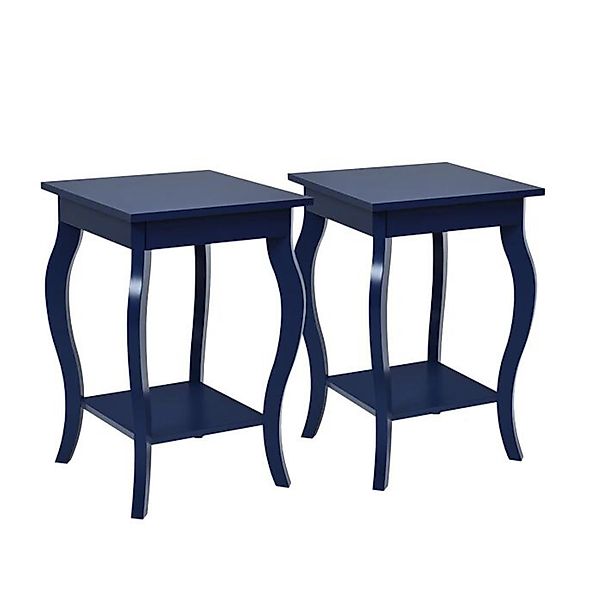 Costway 2er Set Nachttisch mit Ablage Sofatisch 40 x 40 x 60 cm Blau günstig online kaufen
