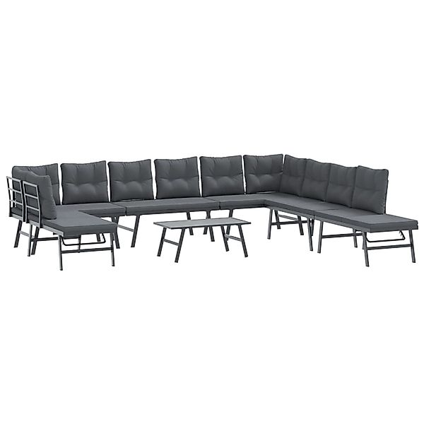 furnicato 6-tlg. Garten-Sitzgruppe mit Kissen Schwarz Stahl günstig online kaufen