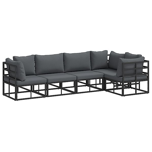 vidaXL Garten-Sofa-Set mit Kissen 5-Tlg Schwarz Aluminium 3378866 günstig online kaufen