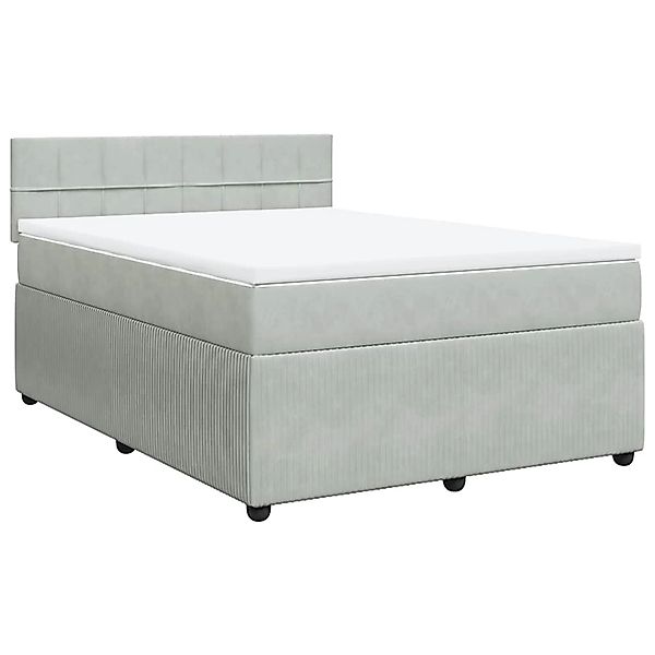 vidaXL Boxspringbett mit Matratze Hellgrau 140x200 cm Samt 3287758 günstig online kaufen