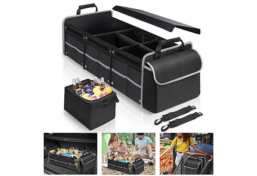 BTTO Faltbox Kofferraum-Organizer Schwarz, Aufbewahrungsbox mit mehreren Fä günstig online kaufen
