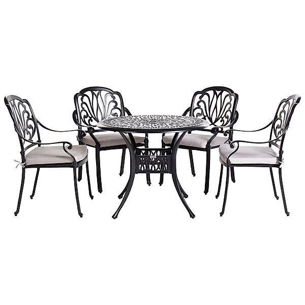 Beliani Gartentisch Set ANCONA Schwarz Beige 90x90x97 günstig online kaufen