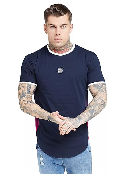 SikSilk T-Shirt Herren S/S FADE PANEL SLIDE TEE SS-15799  Navy/Neon Fade günstig online kaufen