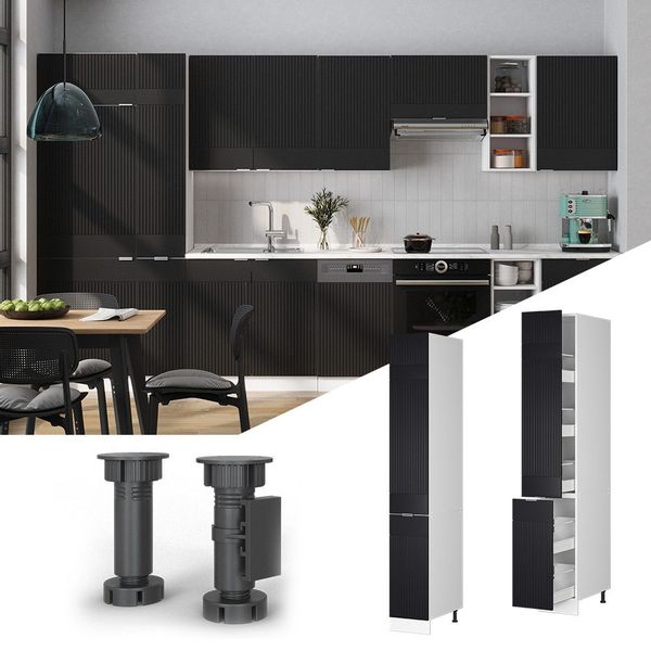 Vicco Hochschrank Fame-Line, Schwarz gestreift/Weiß, 30 günstig online kaufen