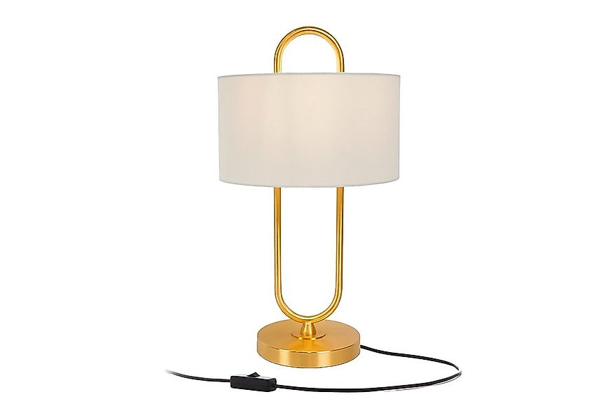 relaxdays Nachttischlampe Tischlampe U-Form mit Leinenschirm, Ein-/Ausschal günstig online kaufen