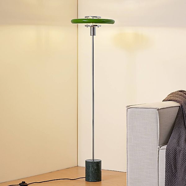 Lindby Stehleuchte Branford, 130 cm, grün, Metall/Marmor günstig online kaufen