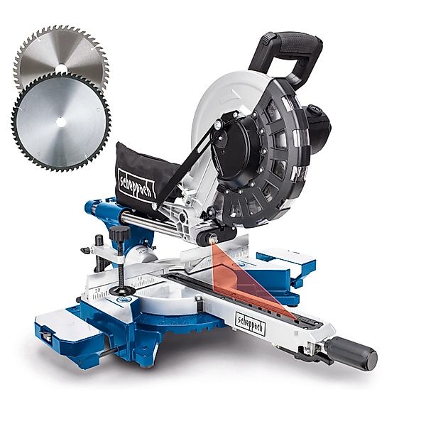 Scheppach Zug-, Kapp- und Gehrungssäge HM254, mit 2. Sägeblatt günstig online kaufen