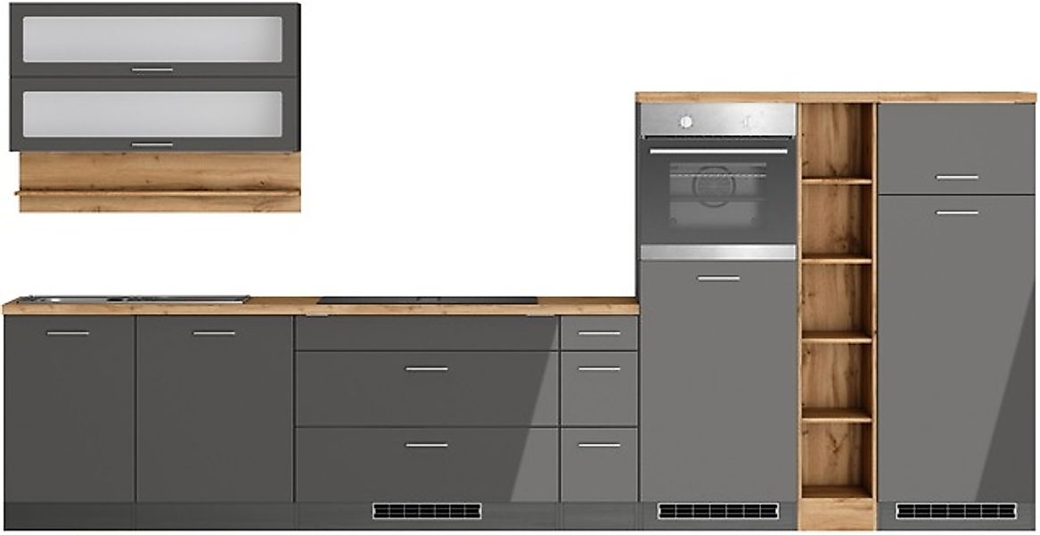 KOCHSTATION Küchenzeile »KS-Milan, optional mit Muldenlüfter« Breite 390 cm günstig online kaufen