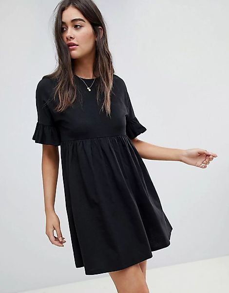 ASOS DESIGN – Schwarzes Hängerkleid aus Baumwolle mit Ausbrennermuster und günstig online kaufen