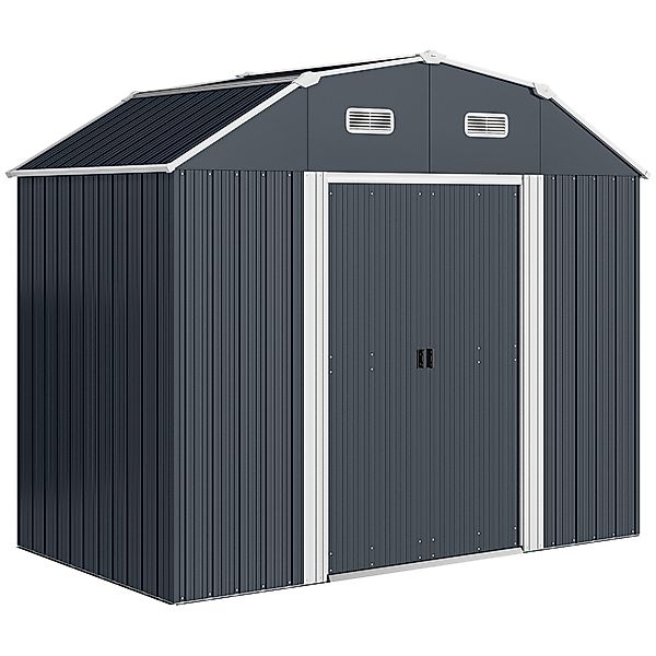 Outsunny Gerätehaus Stahl 2,7m² Geräteschuppen UV-Schutz Gartenschrank 2 Sc günstig online kaufen