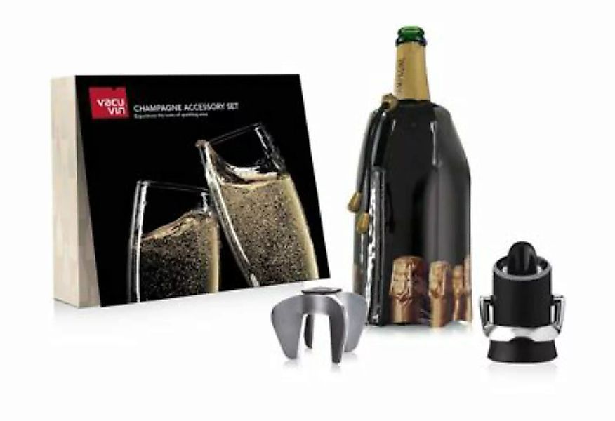 vacu vin Champagner Zubehör Set Kühlmanschetten schwarz günstig online kaufen