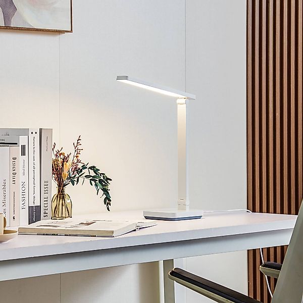 Lindby LED-Schreibtischleuchte Rylas, weiß, USB, CCT günstig online kaufen