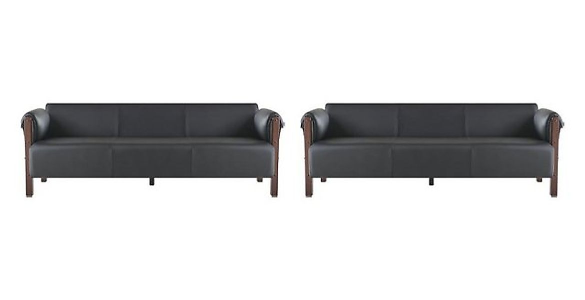 JVmoebel 3-Sitzer Sofas 3-Sitzer Ledersofas Sofagarnituren Schwarz Modern S günstig online kaufen