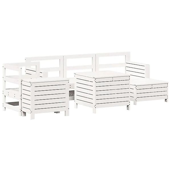 vidaXL 7-Tlg Garten-Sofagarnitur Weiß Massivholz Kiefer 3250509 günstig online kaufen