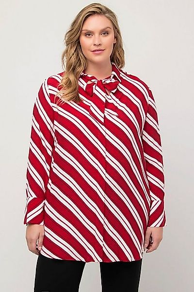 Ulla Popken Hemdbluse Longbluse Streifen A-Linie Hemdkragen Langarm günstig online kaufen