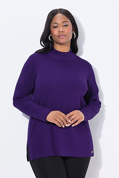 Ulla Popken Strickpullover Pullover Ripp-Stehkragen Langarm günstig online kaufen
