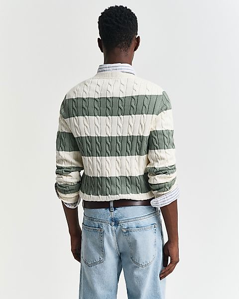 Gant Rundhalspullover STRIPED COTTON CABLE C-NECK günstig online kaufen