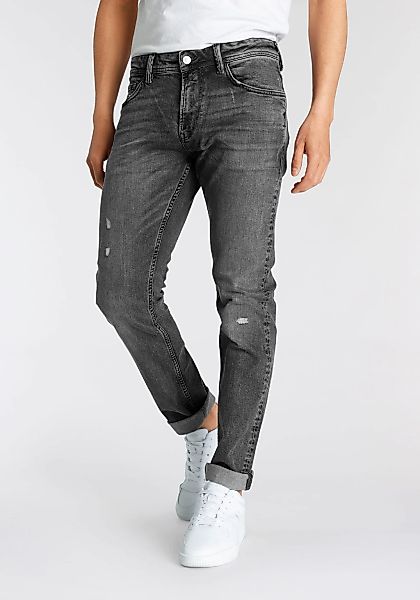 Tom Tailor Denim Herren Jeans Piers - Slim Fit - Grau - Destroyed Mid Stone günstig online kaufen