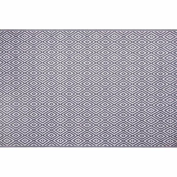 Outdoor-Teppich 120 cm x 180 cm Grau-Weiß Raute günstig online kaufen