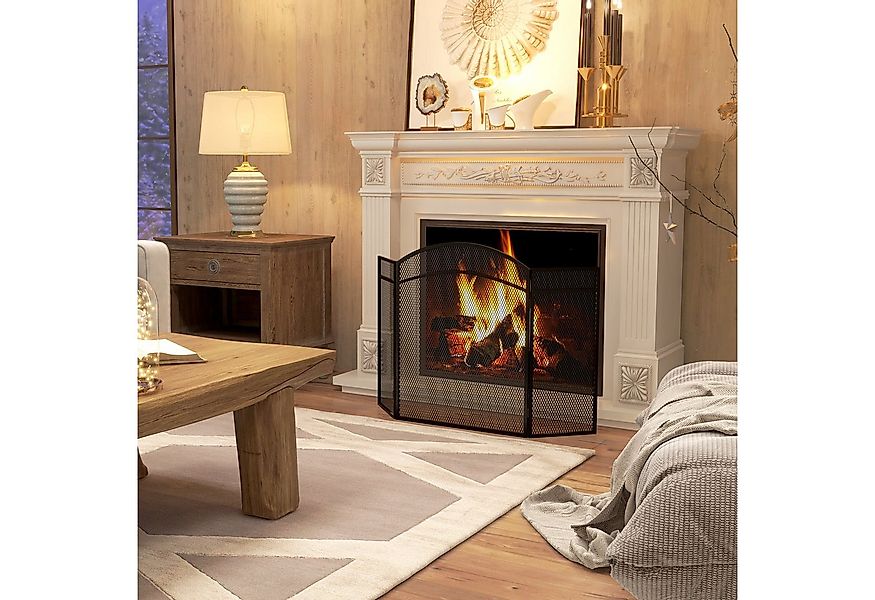 HOMCOM Kamingitter Klappbares Kaminschutzgitter mit 3 Paneelen (Ofenschutzg günstig online kaufen