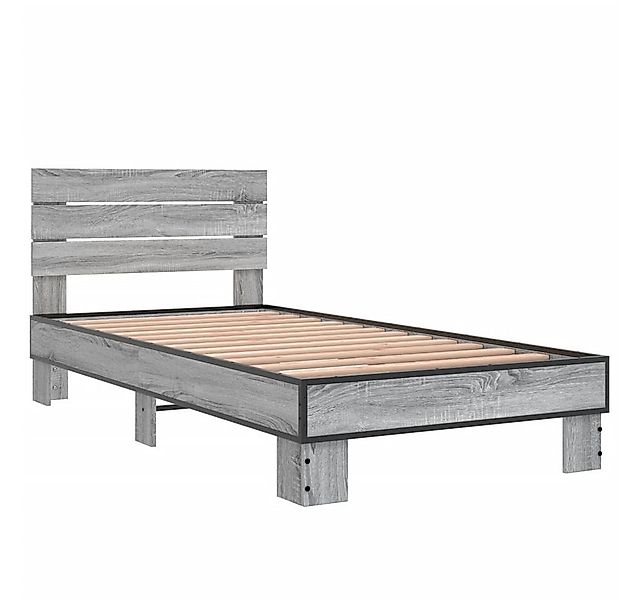vidaXL Bett Bettgestell Grau Sonoma 75x190 cm Holzwerkstoff und Metall günstig online kaufen