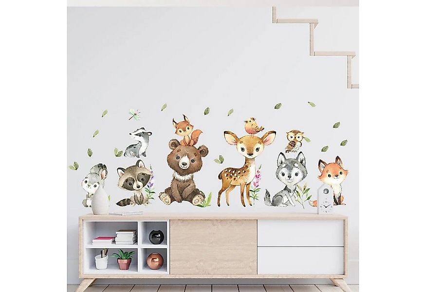 Montegoni Wandsticker Kinder Tier Wandaufkleber,Wandtattoo mit Waldtieren ( günstig online kaufen