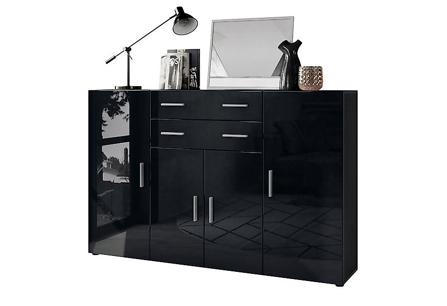 Vladon Highboard Aron (Anrichte, mit 4 Türen und 2 Schubladen), Anthrazit m günstig online kaufen