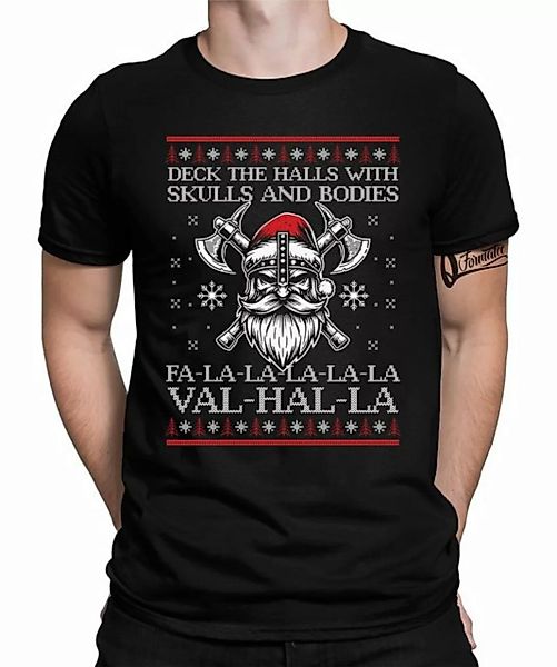 Quattro Formatee Kurzarmshirt Fa-La-La-La Valhalla Wikinger Skulls - Weihna günstig online kaufen