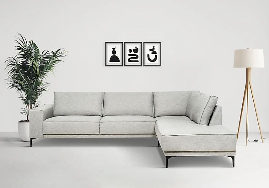 PLACES OF STYLE Ecksofa »Polsterecke Oland, Struktur, Flachgewebe, Luxus-Mi günstig online kaufen