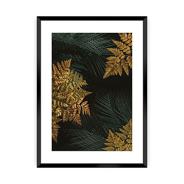Poster Golden Leaves II, 50 x 70 cm, Ramka: Czarna günstig online kaufen