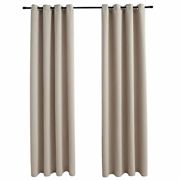 vidaXL Verdunkelungsvorhänge mit Metallösen 2 Stk Beige 140x225 cm günstig online kaufen