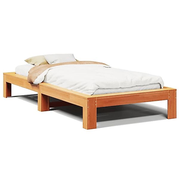 vidaXL Massivholzbett ohne Matratze Wachsbraun 90x200 Kiefernholz 855327 günstig online kaufen