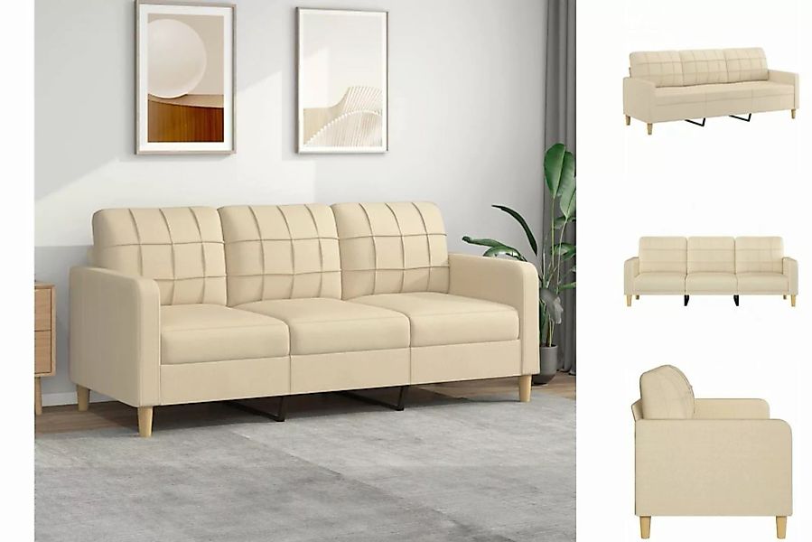 vidaXL Sofa 3-Sitzer Sofa Couch Möbel Creme 180 cm Stoff günstig online kaufen