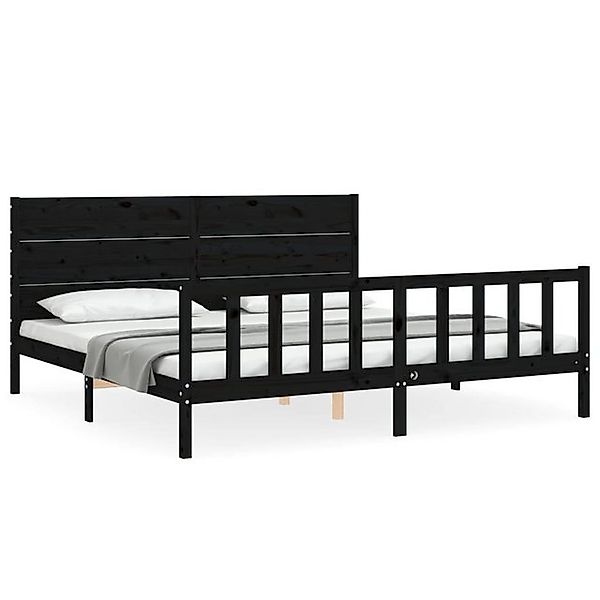 vidaXL Bett Massivholzbett mit Kopfteil Schwarz 200x200 cm günstig online kaufen