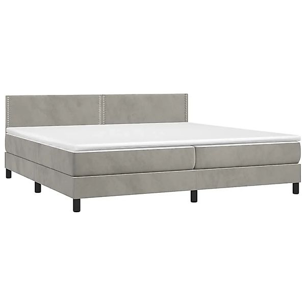 vidaXL Boxspringbett mit Matratze & LED Hellgrau 200x200 cm Samt 3134363 günstig online kaufen