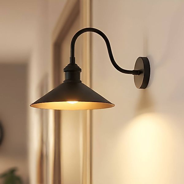 Wandleuchte Christer, schwarz, Breite 24 cm, Metall, E27 günstig online kaufen
