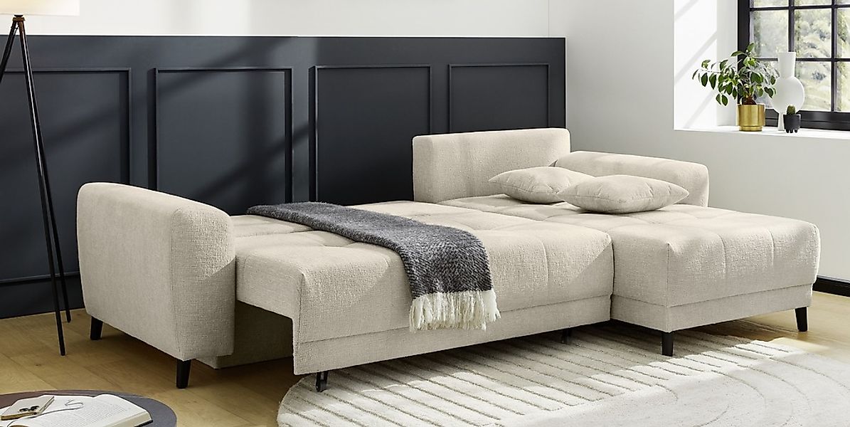 Jockenhöfer Gruppe Ecksofa "Beverly L-Form, B: 251 cm" mit Bettfunktion, Be günstig online kaufen