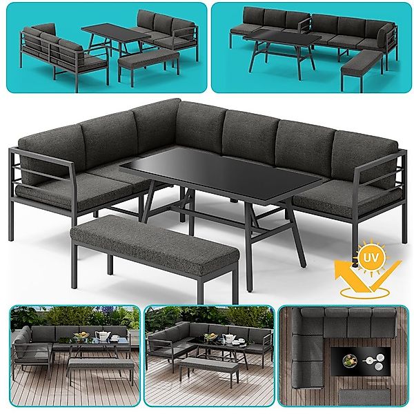 Mucola Gartenlounge-Set Gartenmöbel Set Ecklounge Aluminium günstig online kaufen