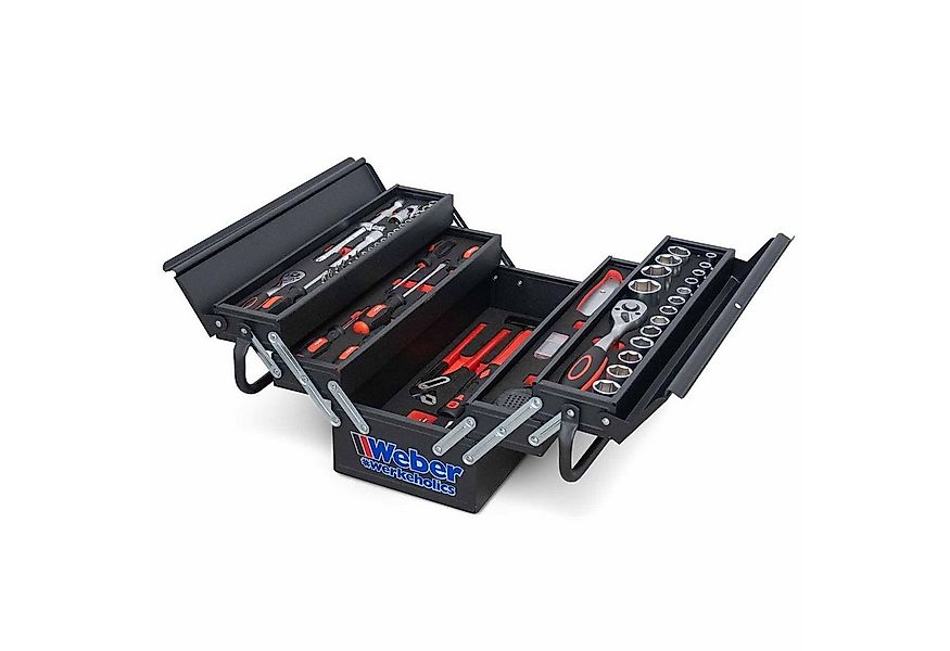 Weber GmbH Werkzeugset Werkzeugkiste 85-teilig gefüllt mit Klappfunktion, 5 günstig online kaufen