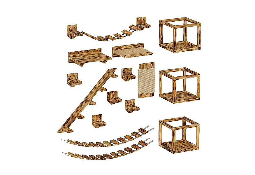 QLS Katzen-Kletterwand Deckenmontage und Wandmontage Geflammt 15-tlg., Set günstig online kaufen