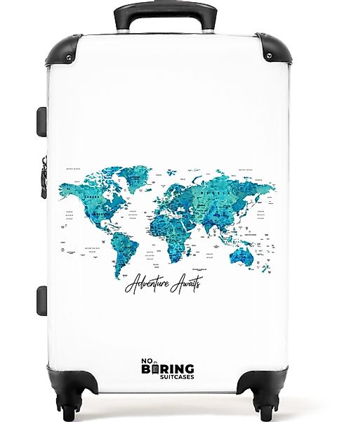 NoBoringSuitcases.com© Hartschalen-Trolley Weltkarte - Blau - günstig online kaufen
