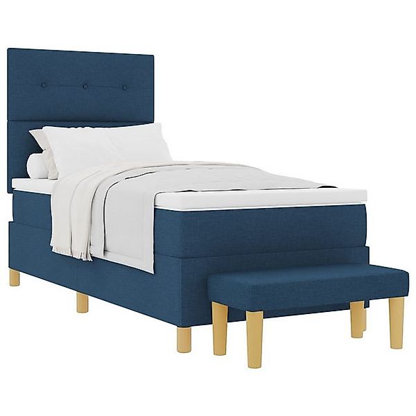 vidaXL Bett Boxspringbett mit Matratze & Bank Blau 80x200 cm Stoff (2-tlg) günstig online kaufen